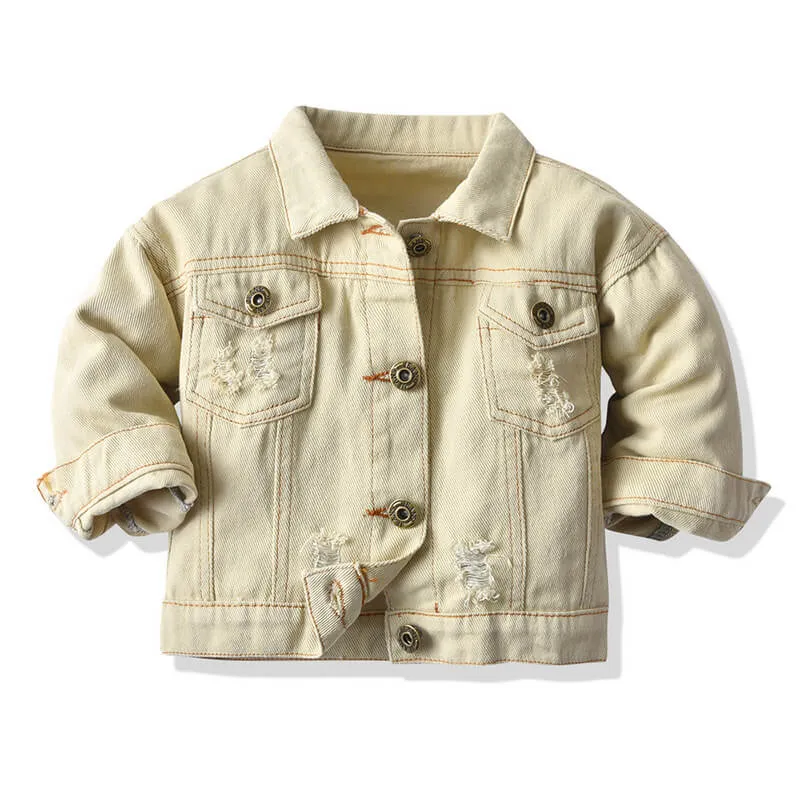 Fashion Super Short Denim Kids Ripped Denim Jeans Jacket