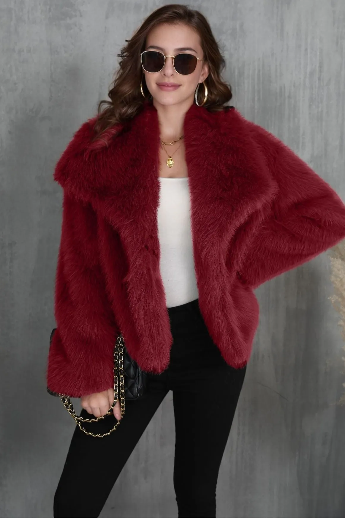 Fashionable Fluffy Plush Fox Fur Coat