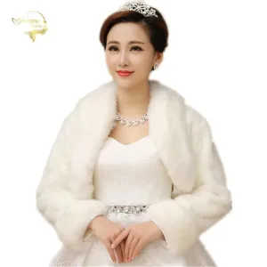 Faux Fur Long Sleeve Bridal Coat Capes Jacket