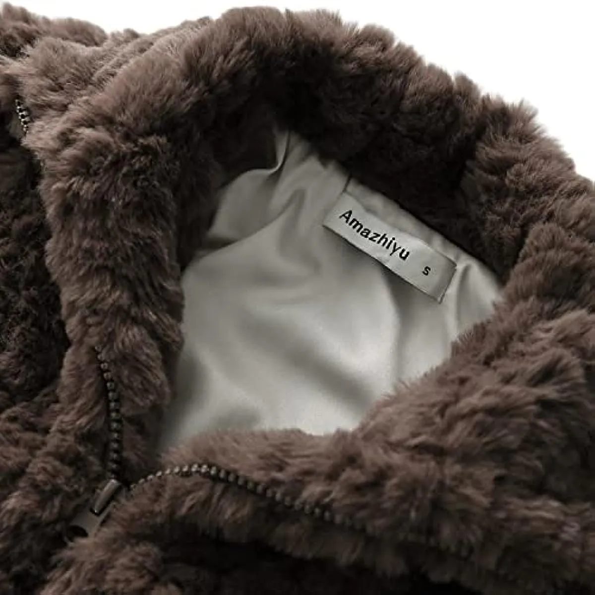 Faux Fur Zip Up Drawstring Winter Coat