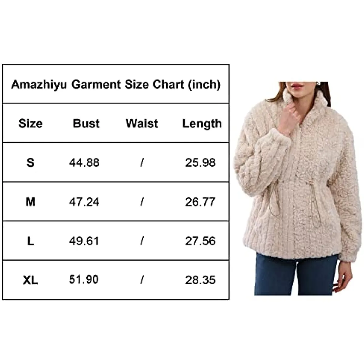 Faux Fur Zip Up Drawstring Winter Coat