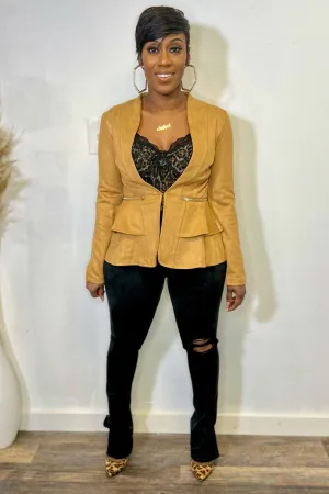 FAUX SUEDE TIERED BLAZER