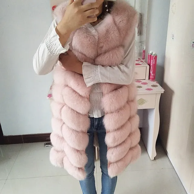 Female coat real fox fur vest Natural fox fur waistcoat warm winter coat Natural fur coat pretty real fur coats jacket