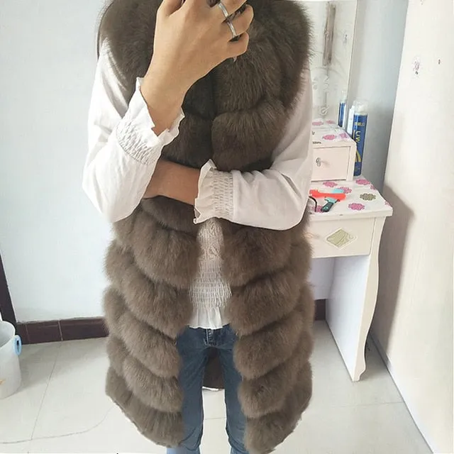 Female coat real fox fur vest Natural fox fur waistcoat warm winter coat Natural fur coat pretty real fur coats jacket