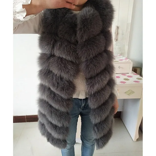 Female coat real fox fur vest Natural fox fur waistcoat warm winter coat Natural fur coat pretty real fur coats jacket