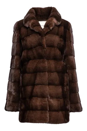 Fitted Horizontal Mahogany Mink Fur Jacket