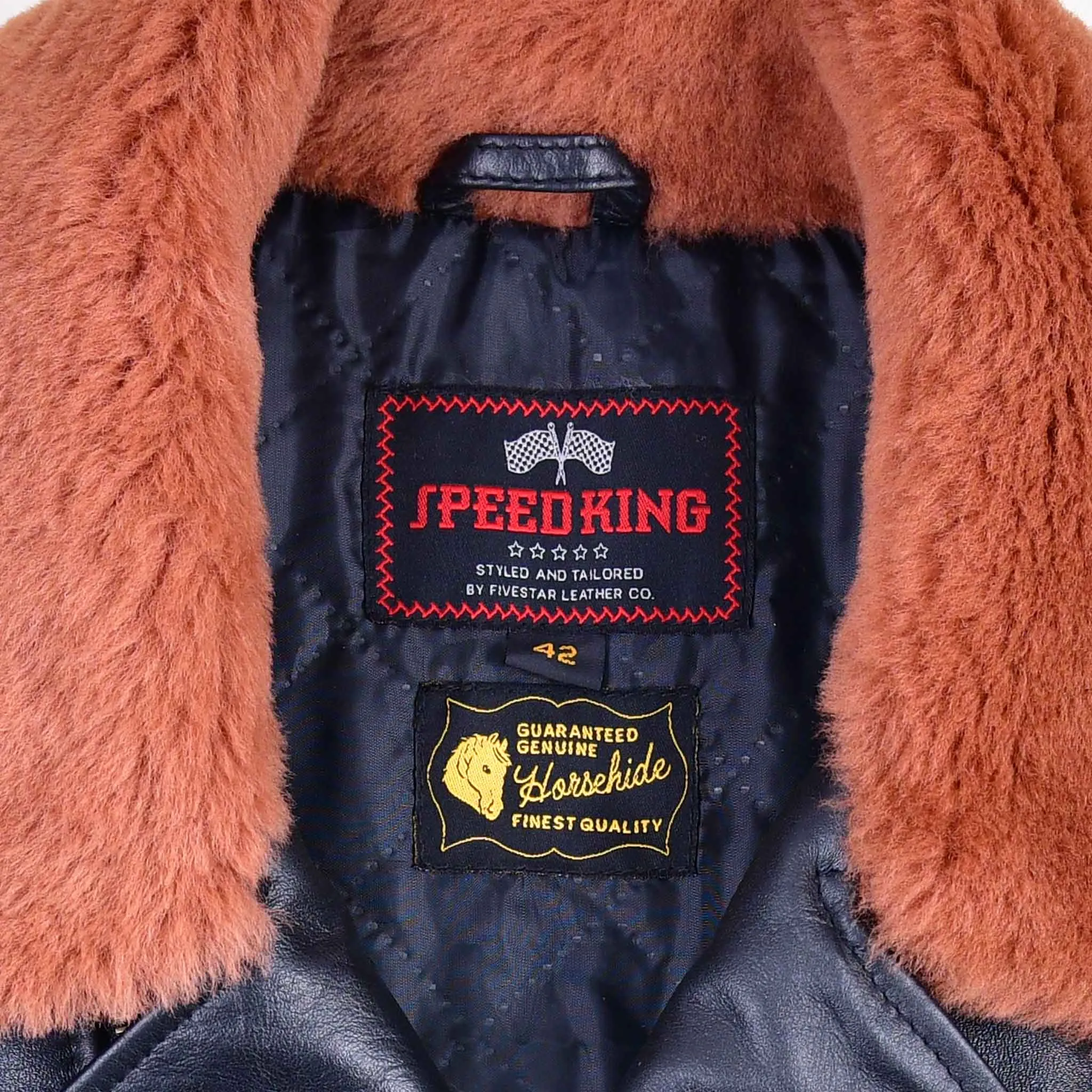 FiveStar Leather SpeedKing Cycle Champ Grizzly Style Jacket Horse Hide Seal Brown