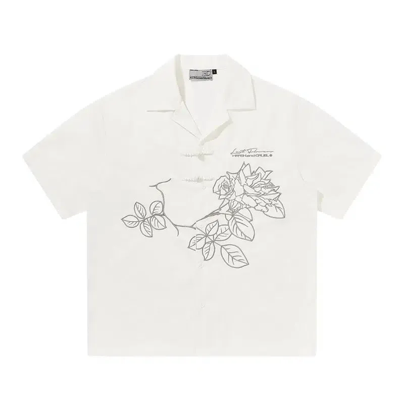 Floral Embroidered Button-down Shirt