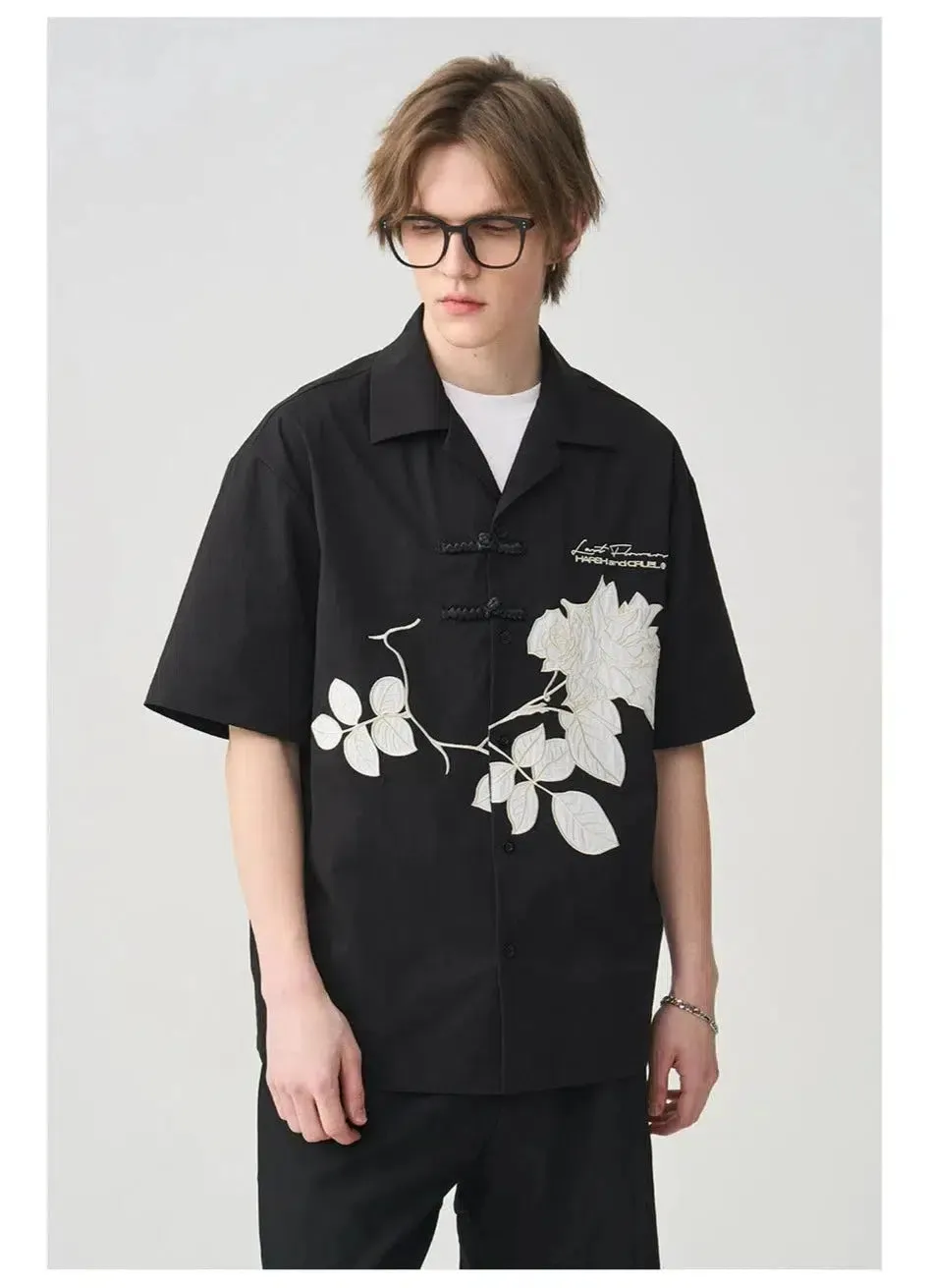 Floral Embroidered Button-down Shirt