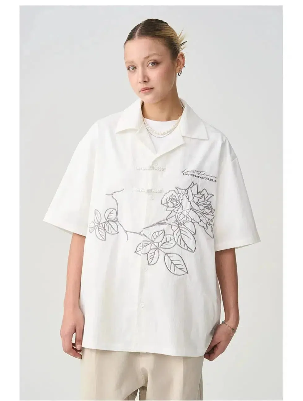 Floral Embroidered Button-down Shirt