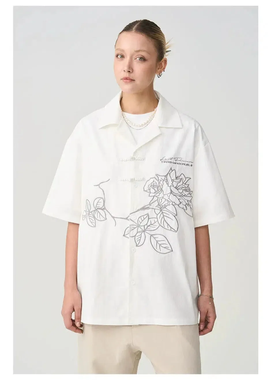 Floral Embroidered Button-down Shirt