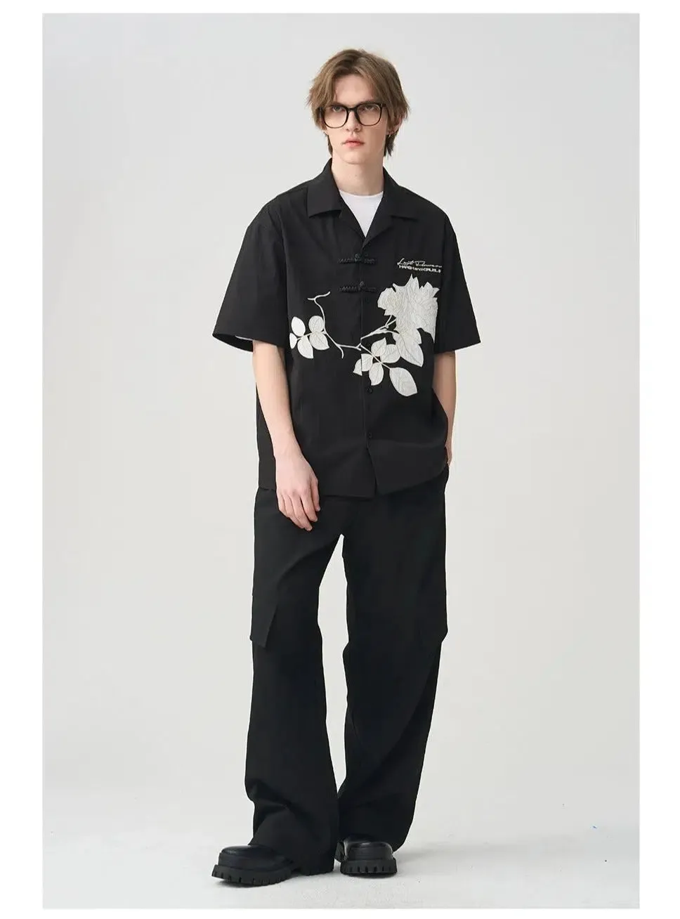 Floral Embroidered Button-down Shirt