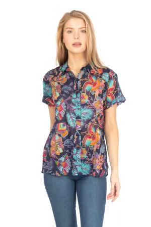 Floral Short Sleeve Button Down Shirt