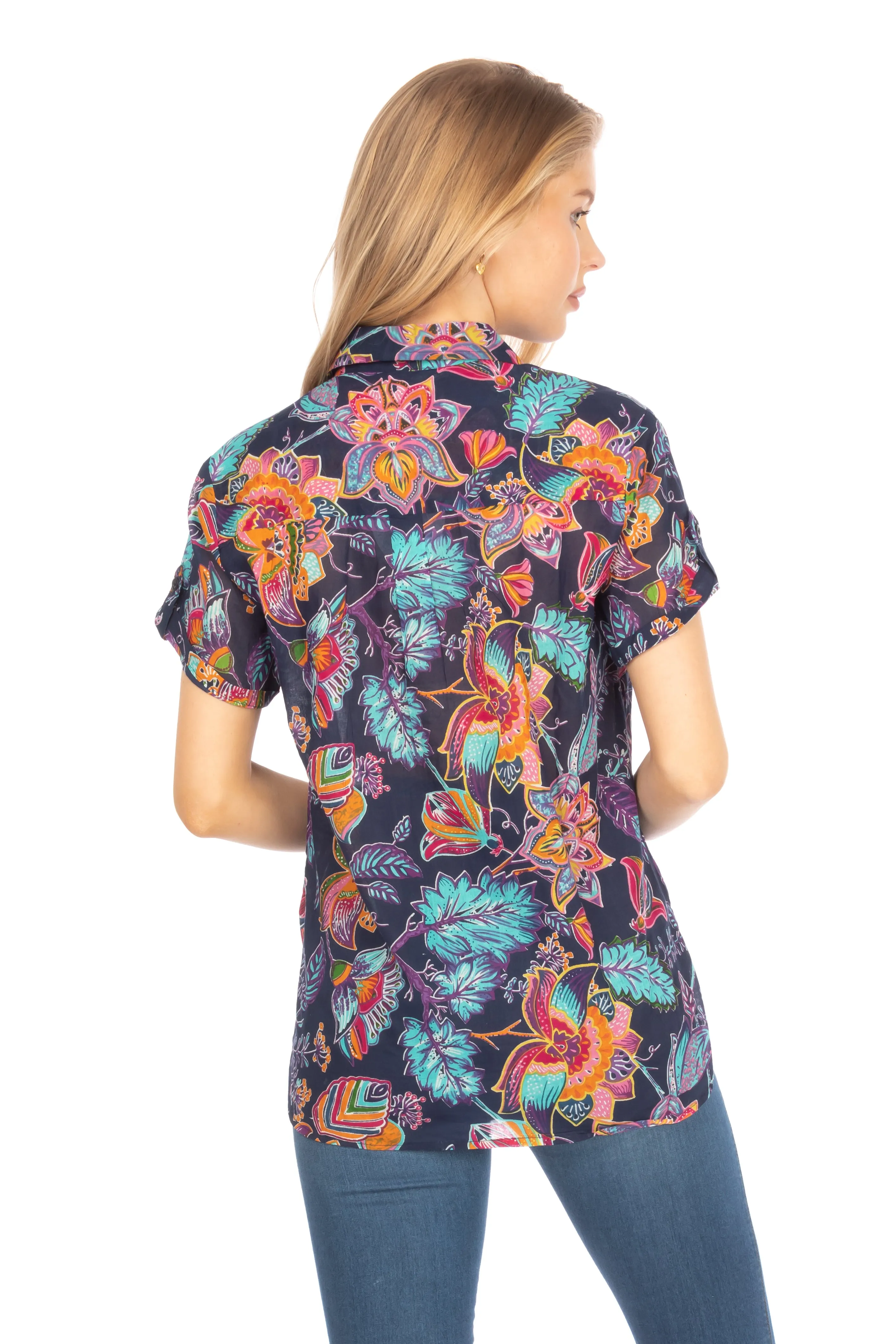 Floral Short Sleeve Button Down Shirt