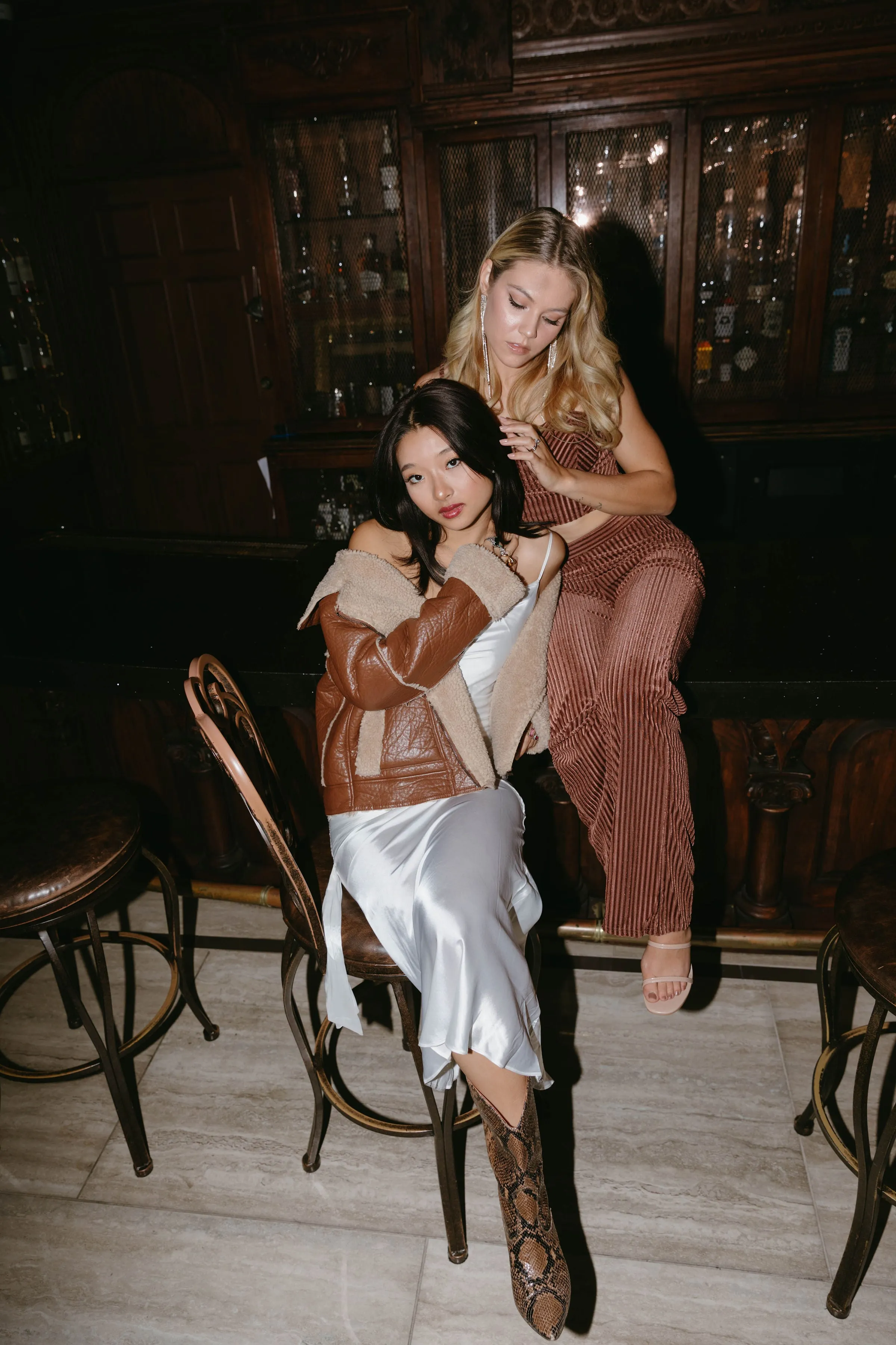 Forget Me Nots Faux Leather Shearling Jacket