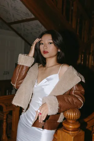 Forget Me Nots Faux Leather Shearling Jacket