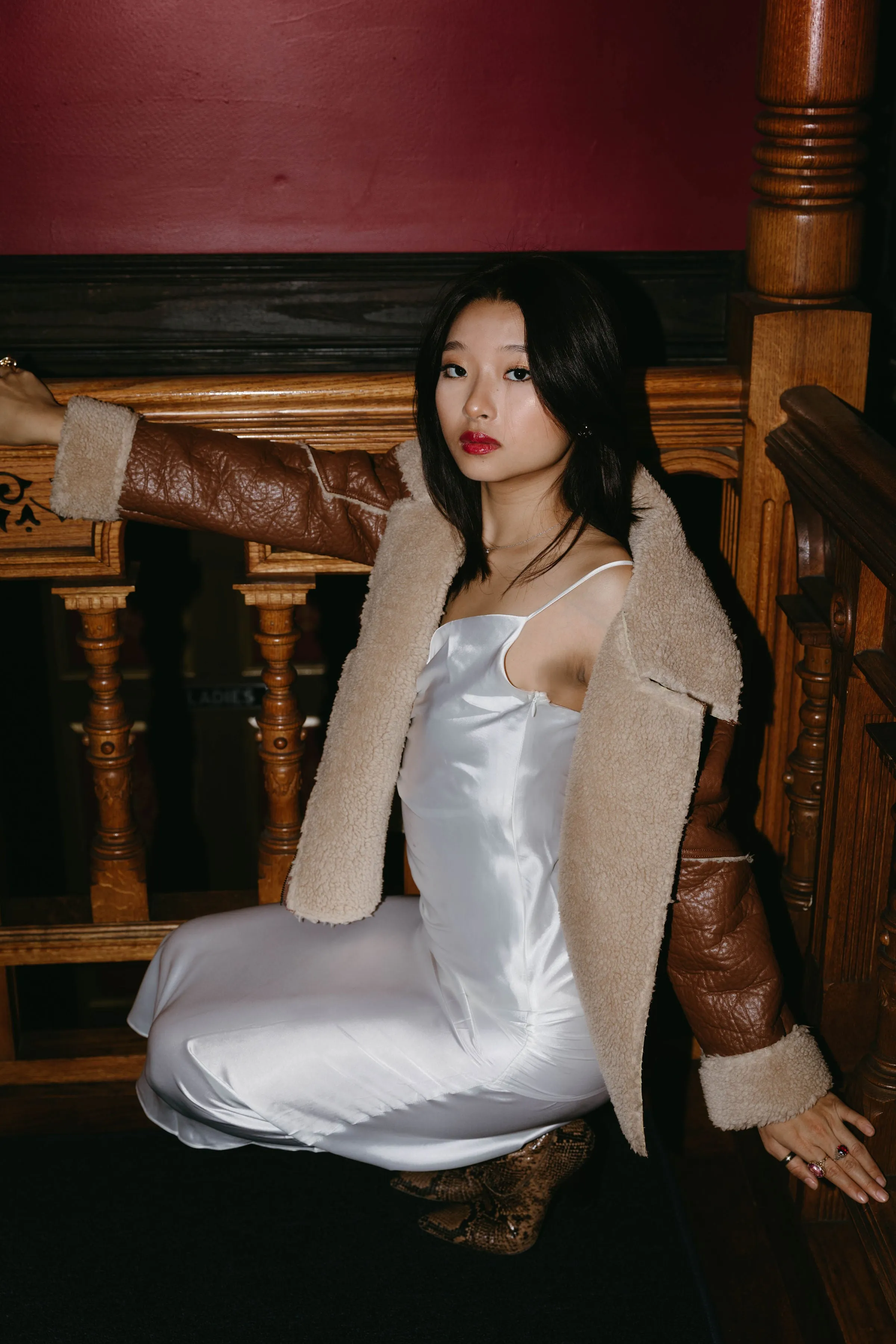 Forget Me Nots Faux Leather Shearling Jacket
