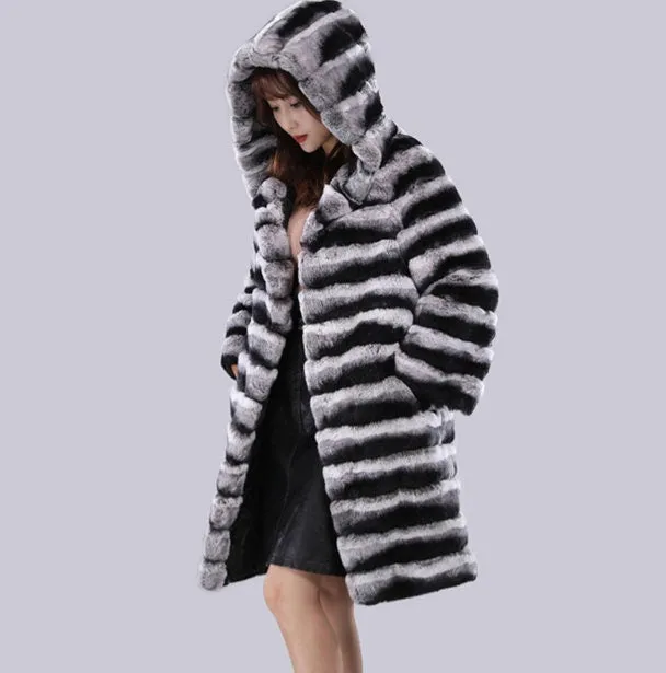 Fur Coat | Chinchilla Style Fur Coat | Womens Fur Coat | Mens Fur Coat | Fur Jacket | Fur Jackets | Hood Fur Coat | Faux Fur Coat