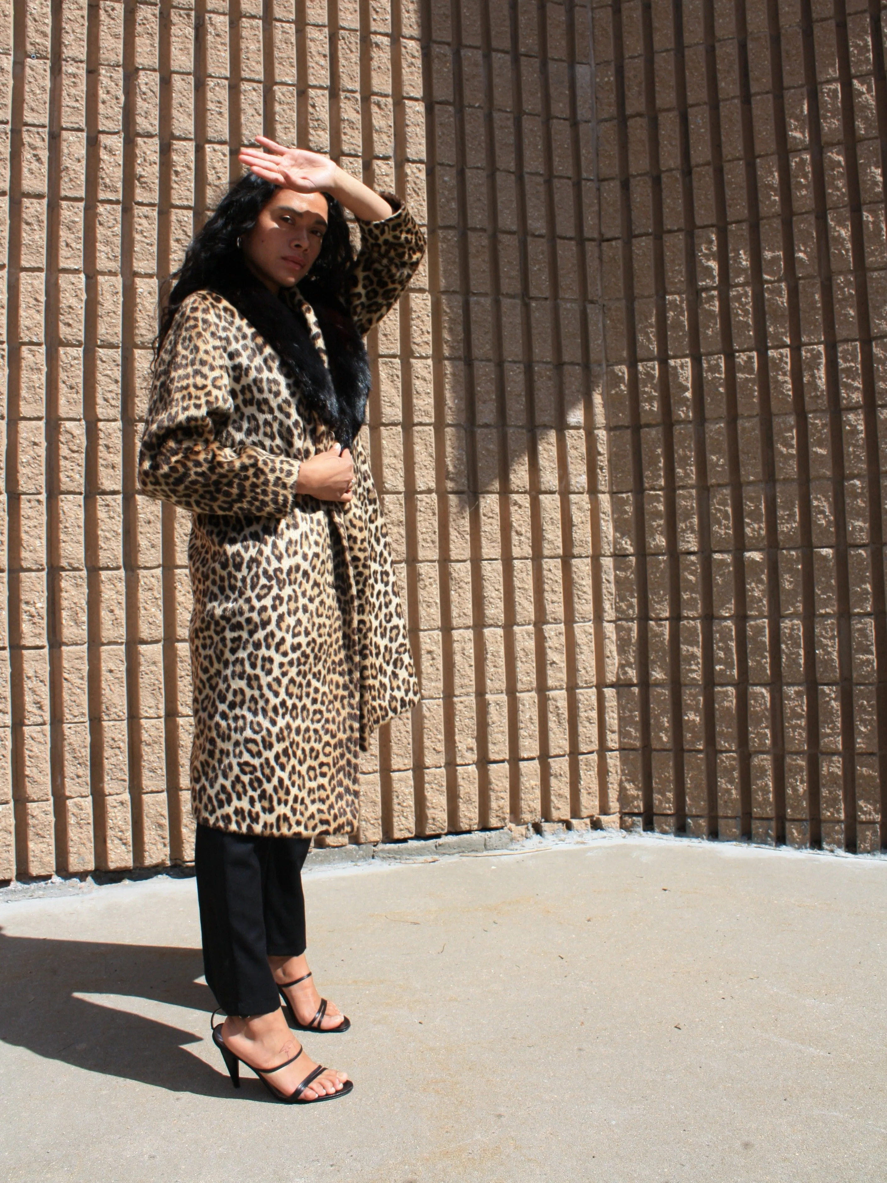 Fur Trimmed Leopard Coat