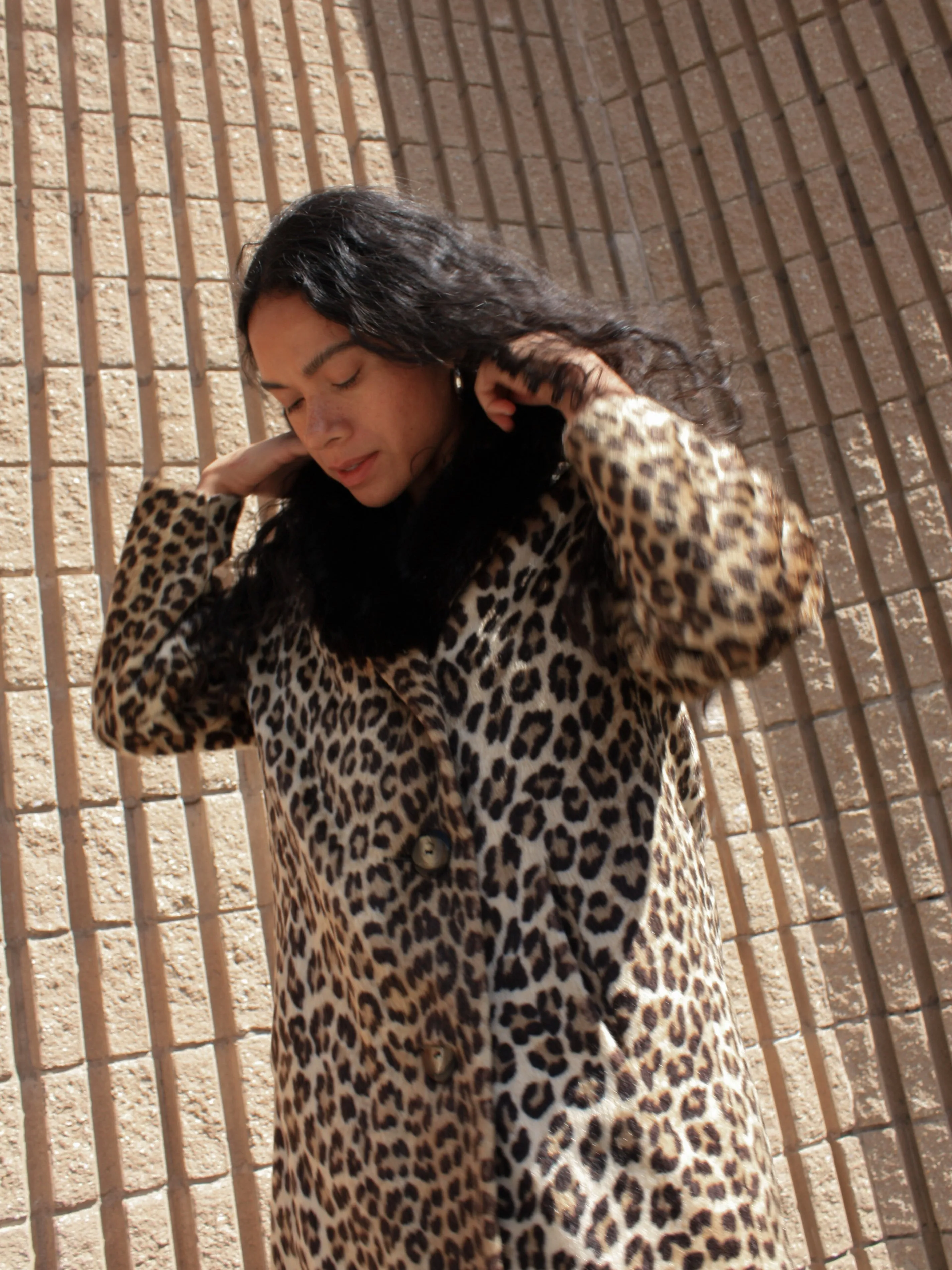 Fur Trimmed Leopard Coat