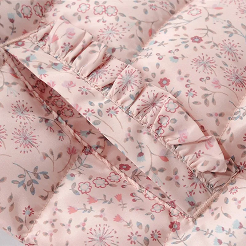 Girls Fashion Little Floral Print Hooded Jacket - Light Green, Pink