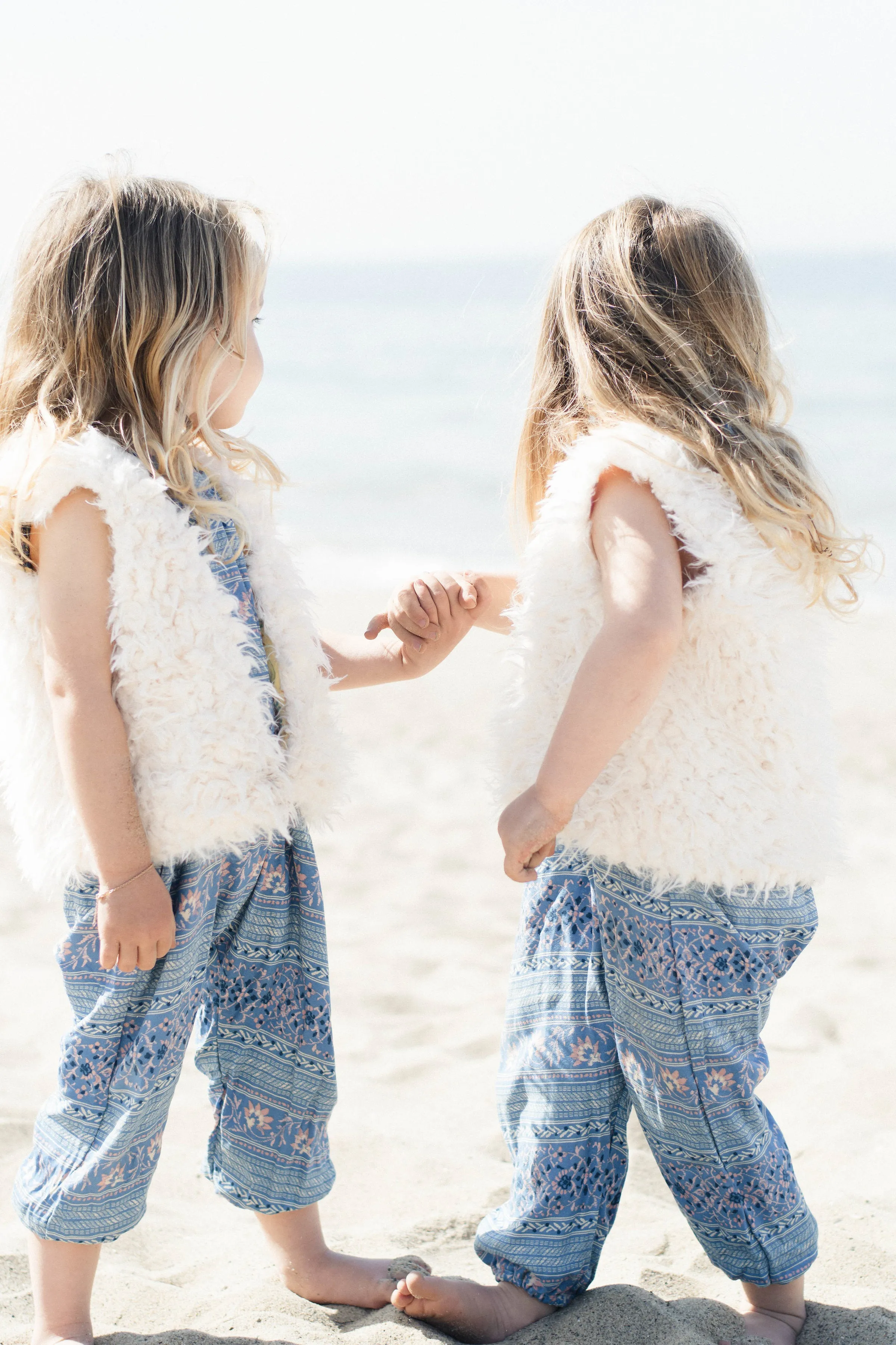 Girls White Faux Fur Vest | Pink China Bird