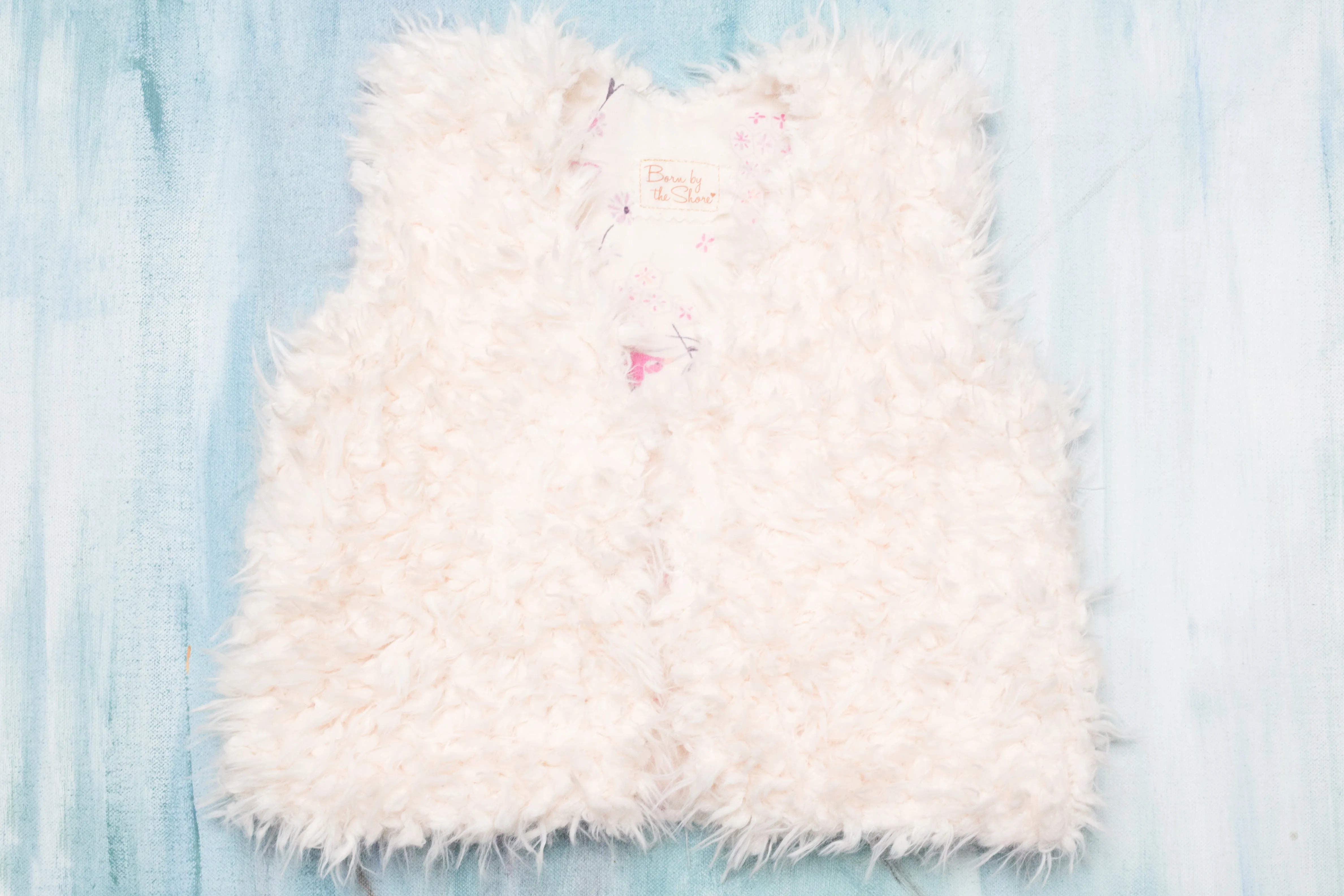 Girls White Faux Fur Vest | Pink China Bird