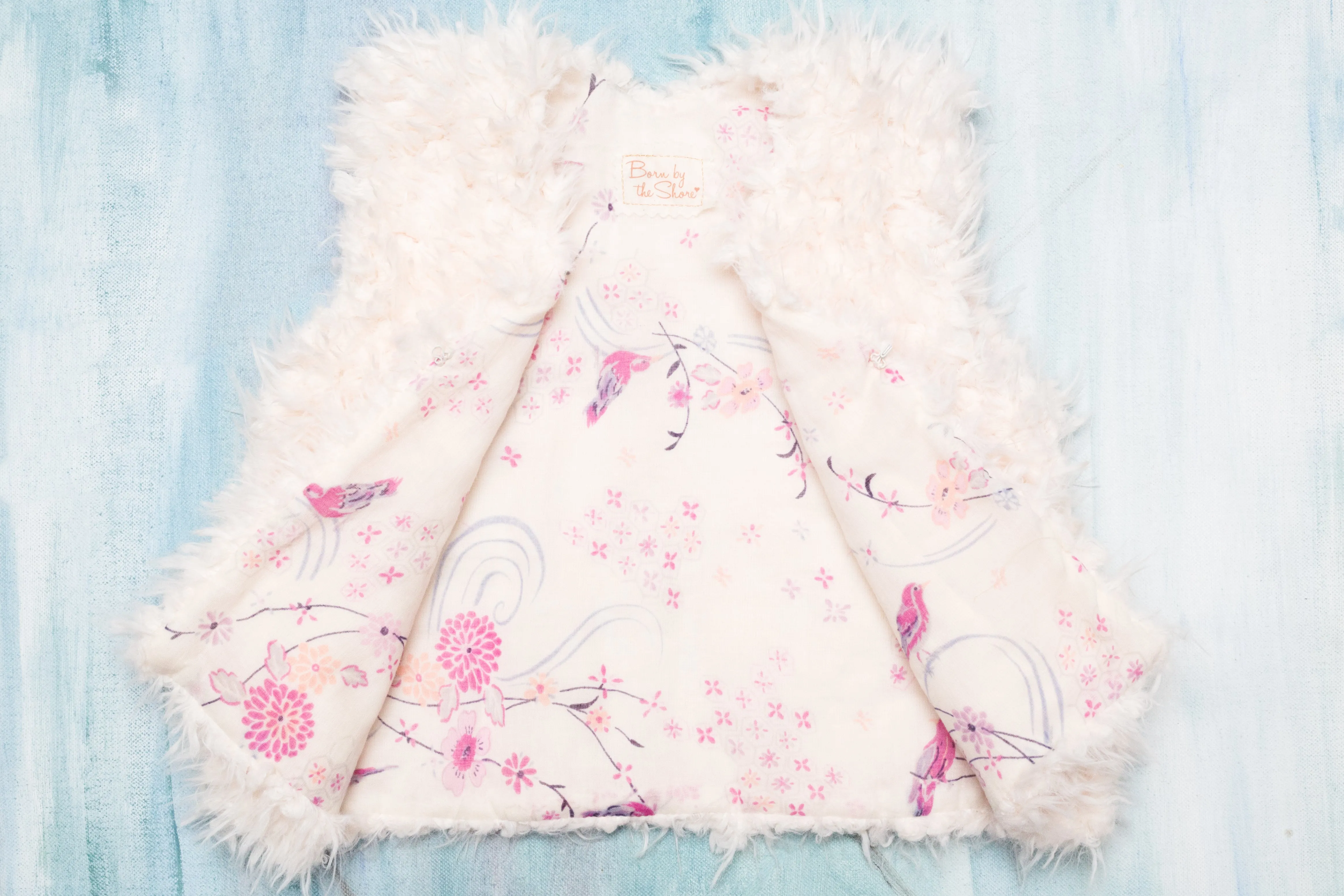 Girls White Faux Fur Vest | Pink China Bird
