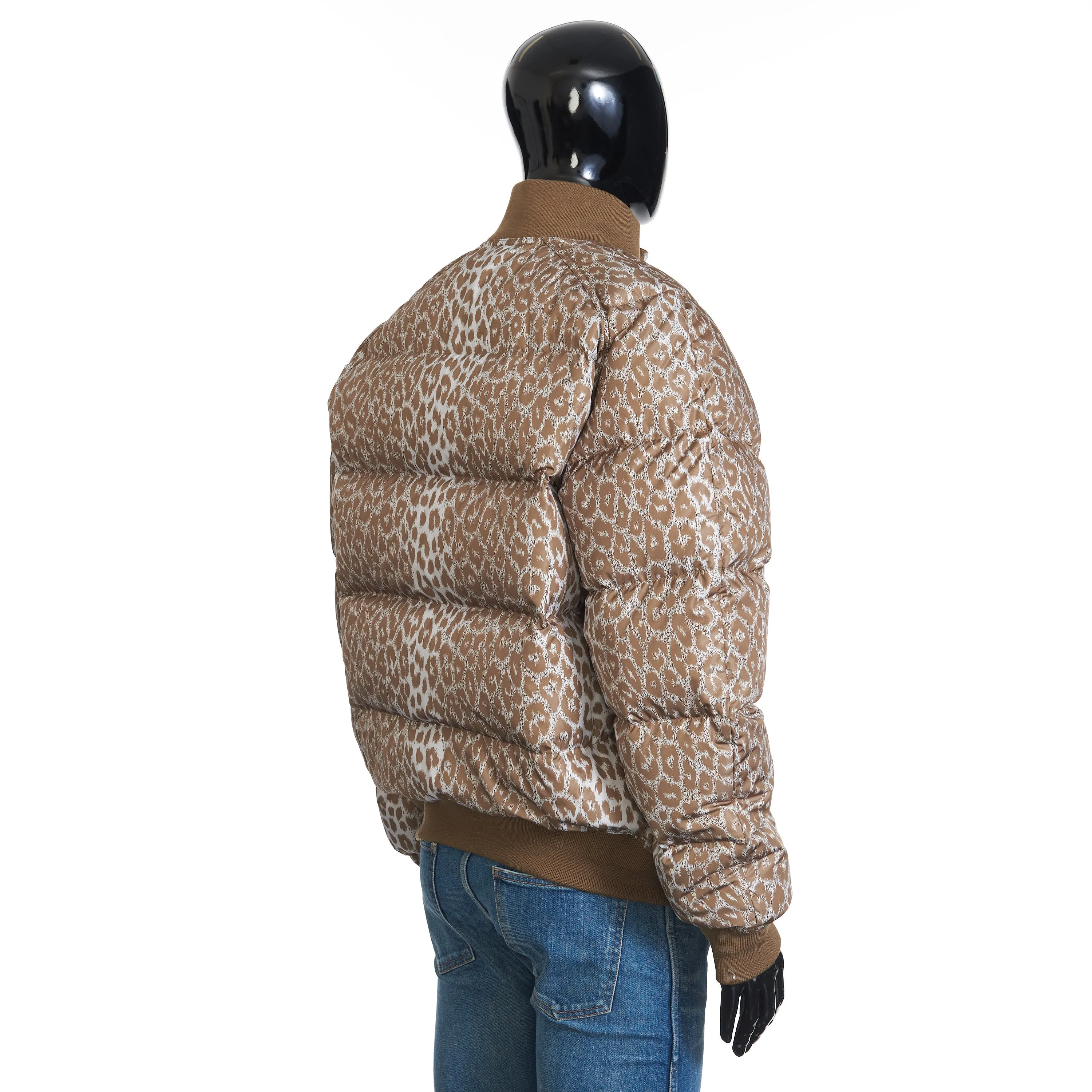 Goose Down Jacket In Leopard Print Technical Polyamide