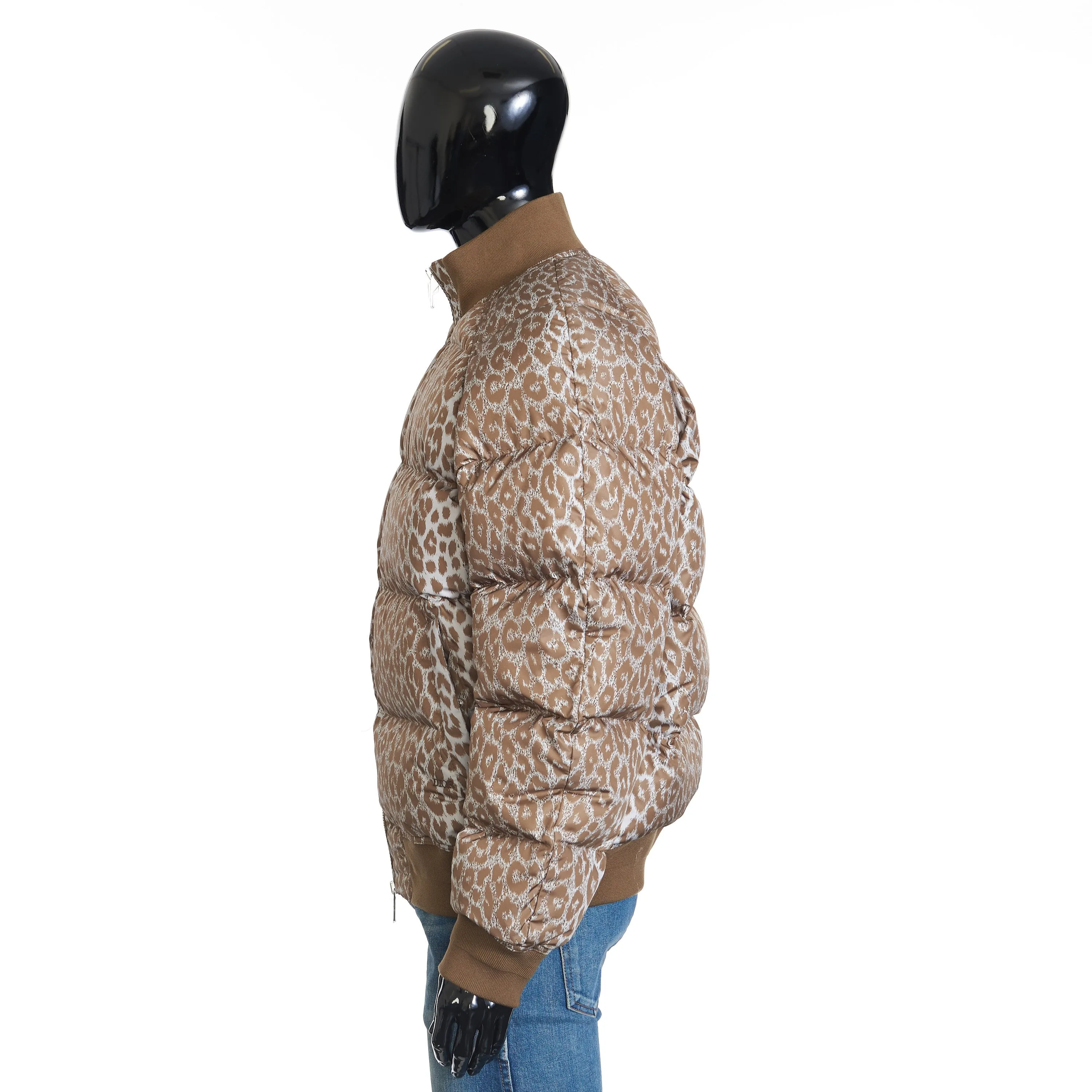 Goose Down Jacket In Leopard Print Technical Polyamide