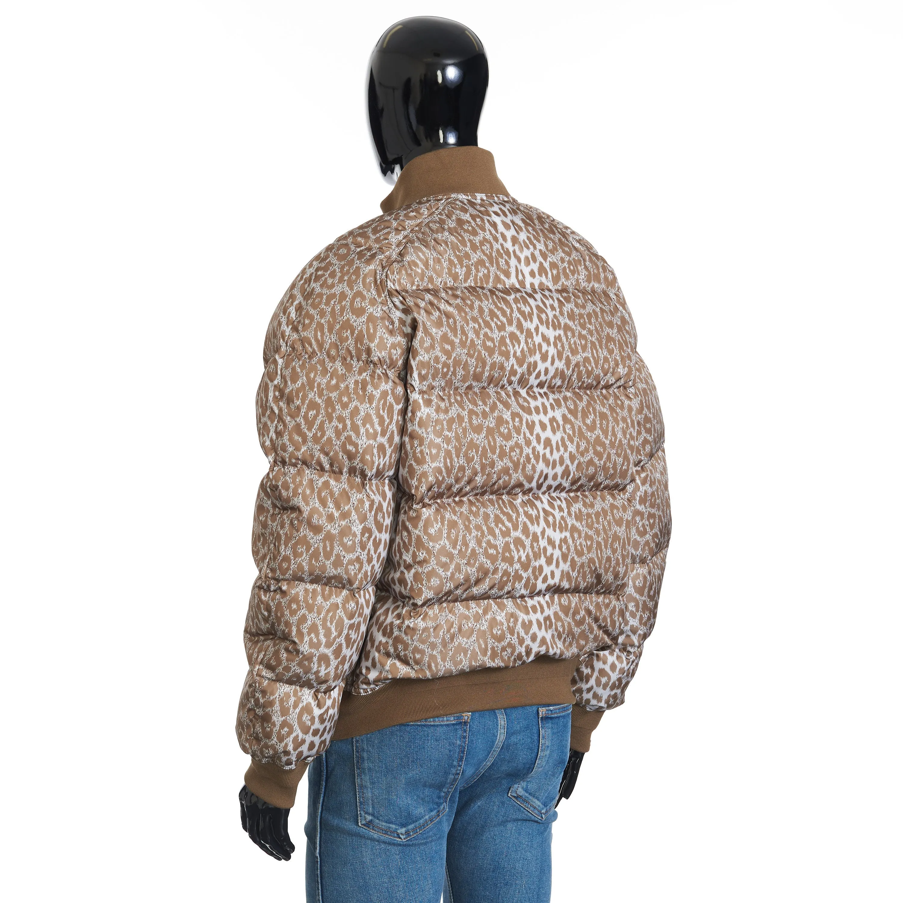 Goose Down Jacket In Leopard Print Technical Polyamide