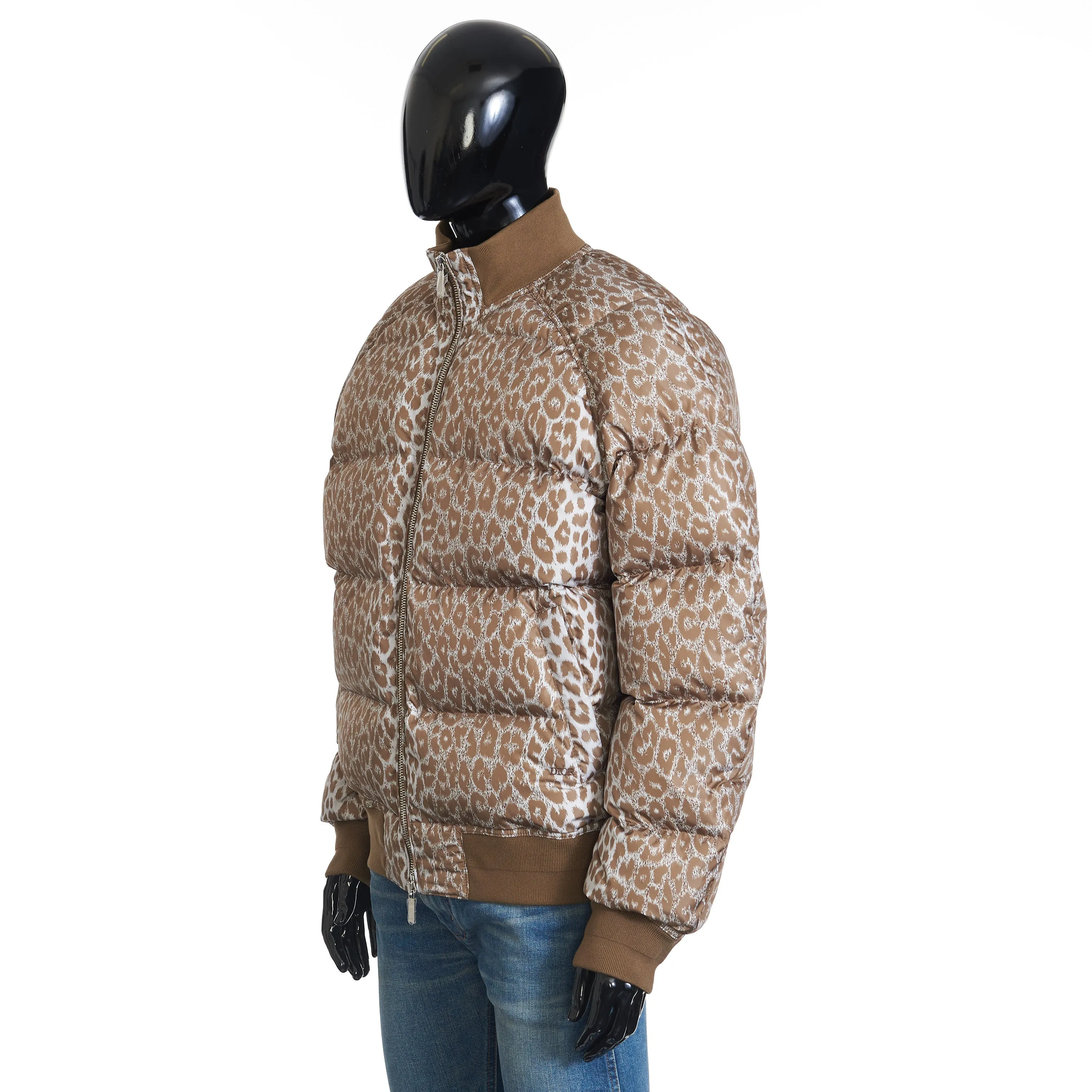 Goose Down Jacket In Leopard Print Technical Polyamide