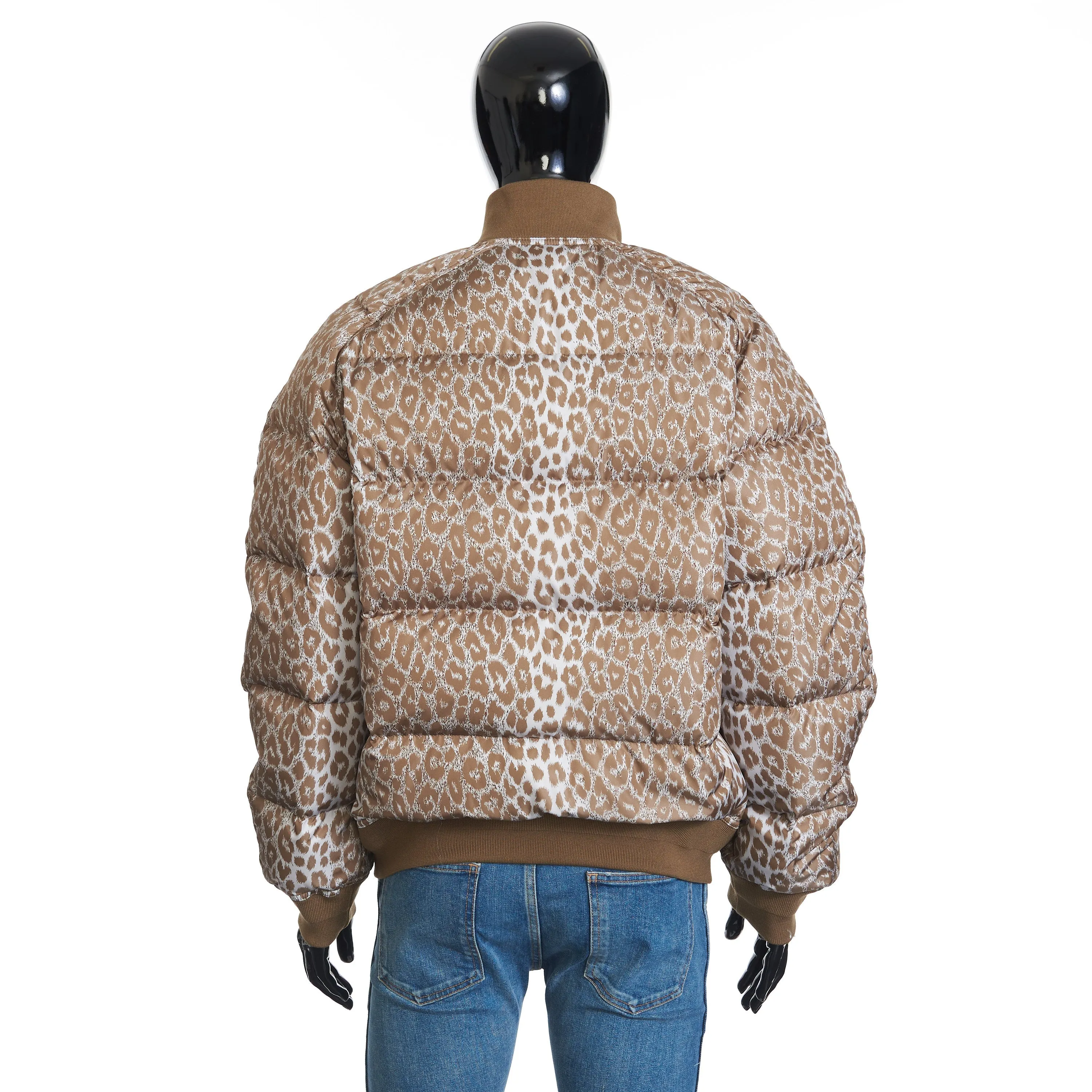 Goose Down Jacket In Leopard Print Technical Polyamide