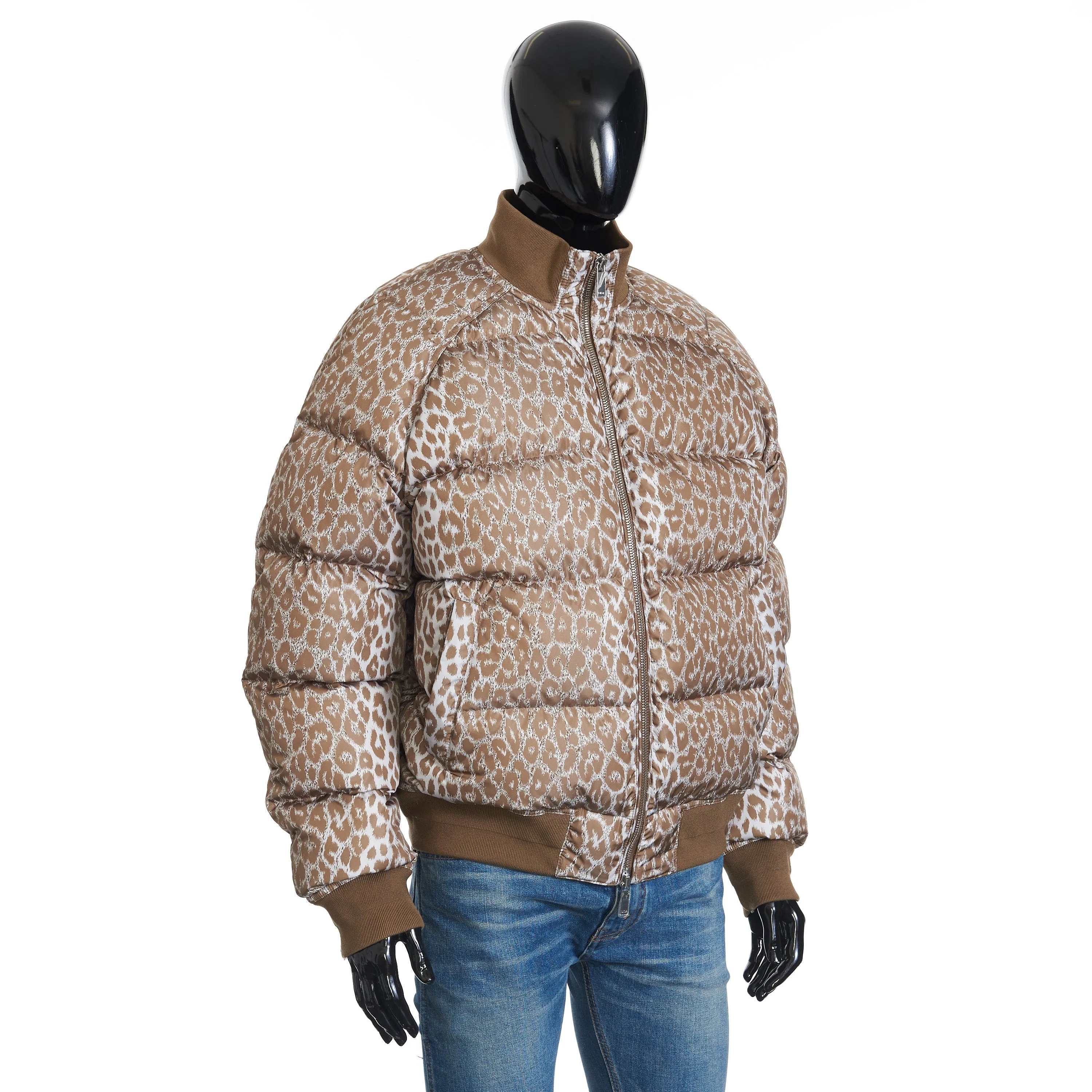 Goose Down Jacket In Leopard Print Technical Polyamide