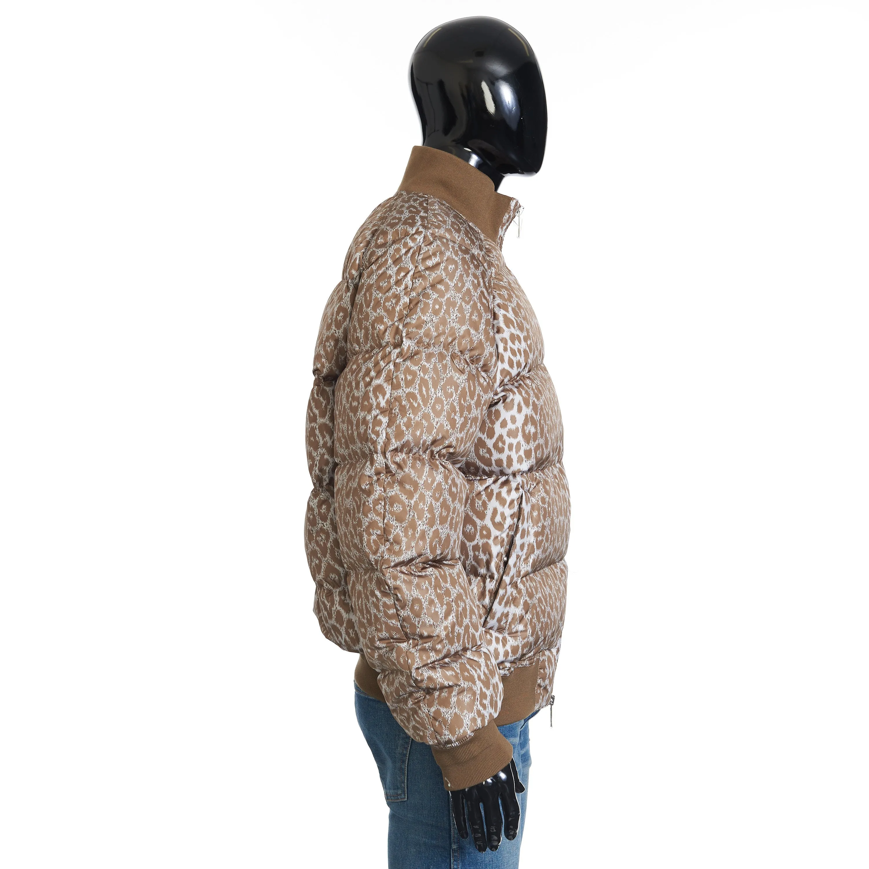 Goose Down Jacket In Leopard Print Technical Polyamide