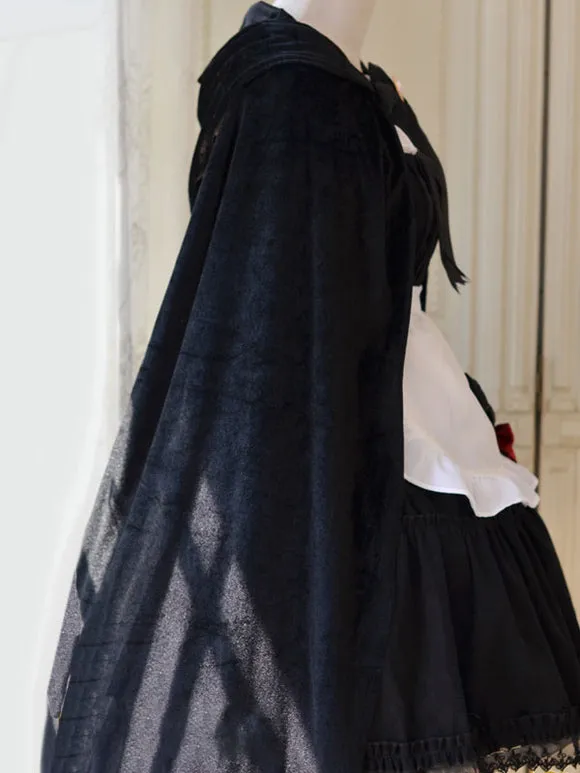 Gothic Lolita Poncho Black Polyester Spring Lolita Outwears