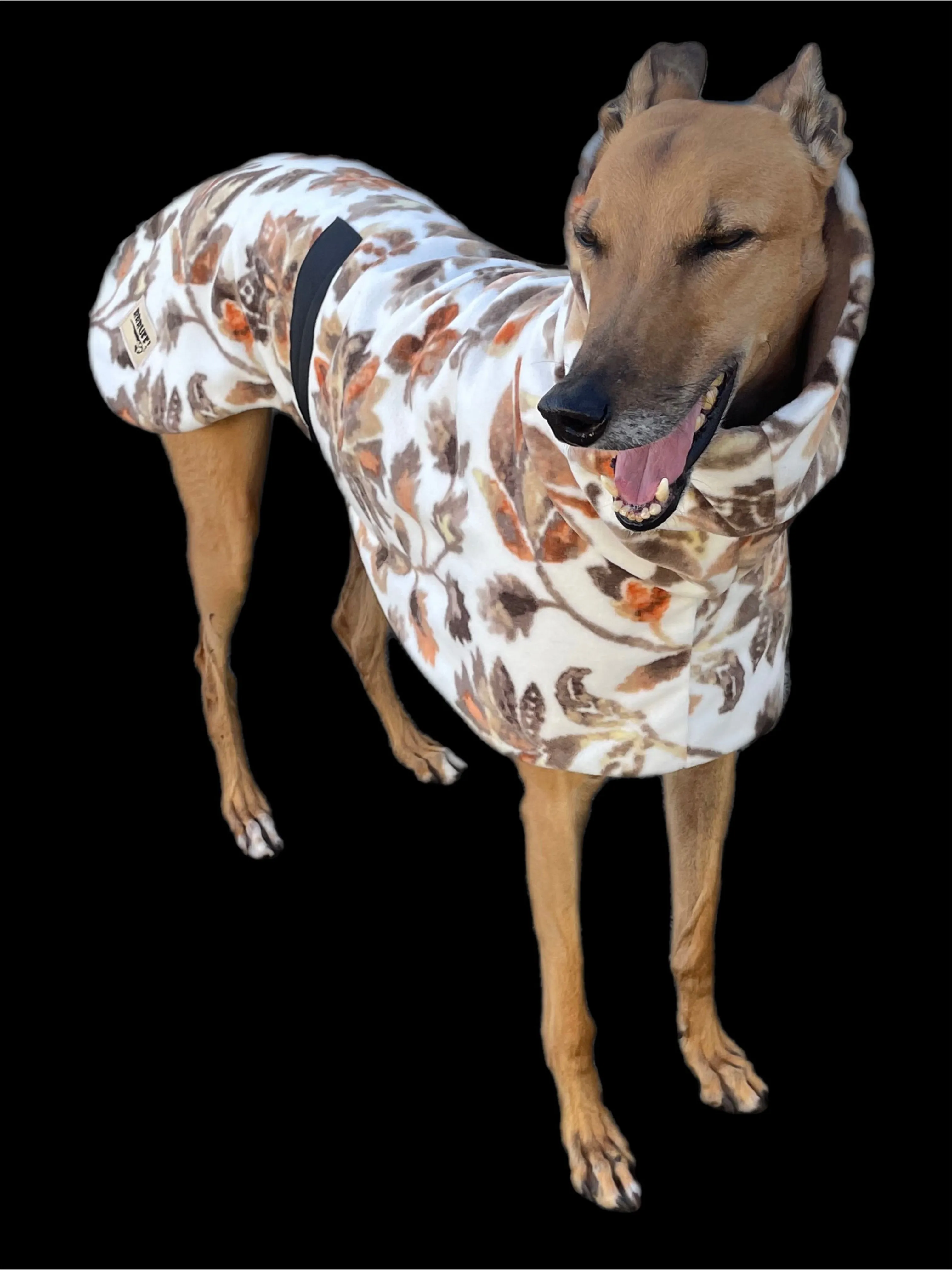 Greyhound coat deluxe style rug winter leaves polar fleece washable extra wide neck