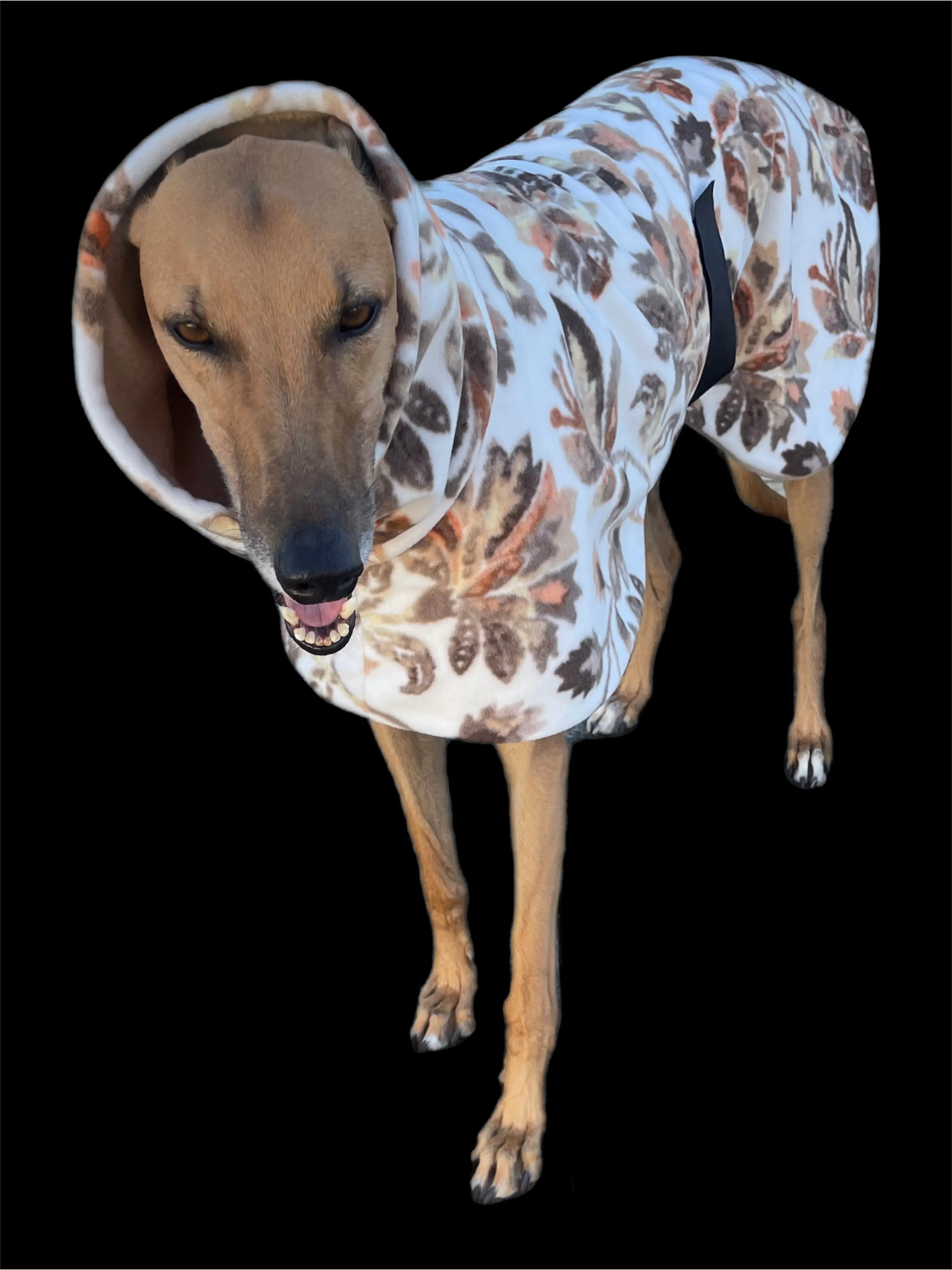 Greyhound coat deluxe style rug winter leaves polar fleece washable extra wide neck