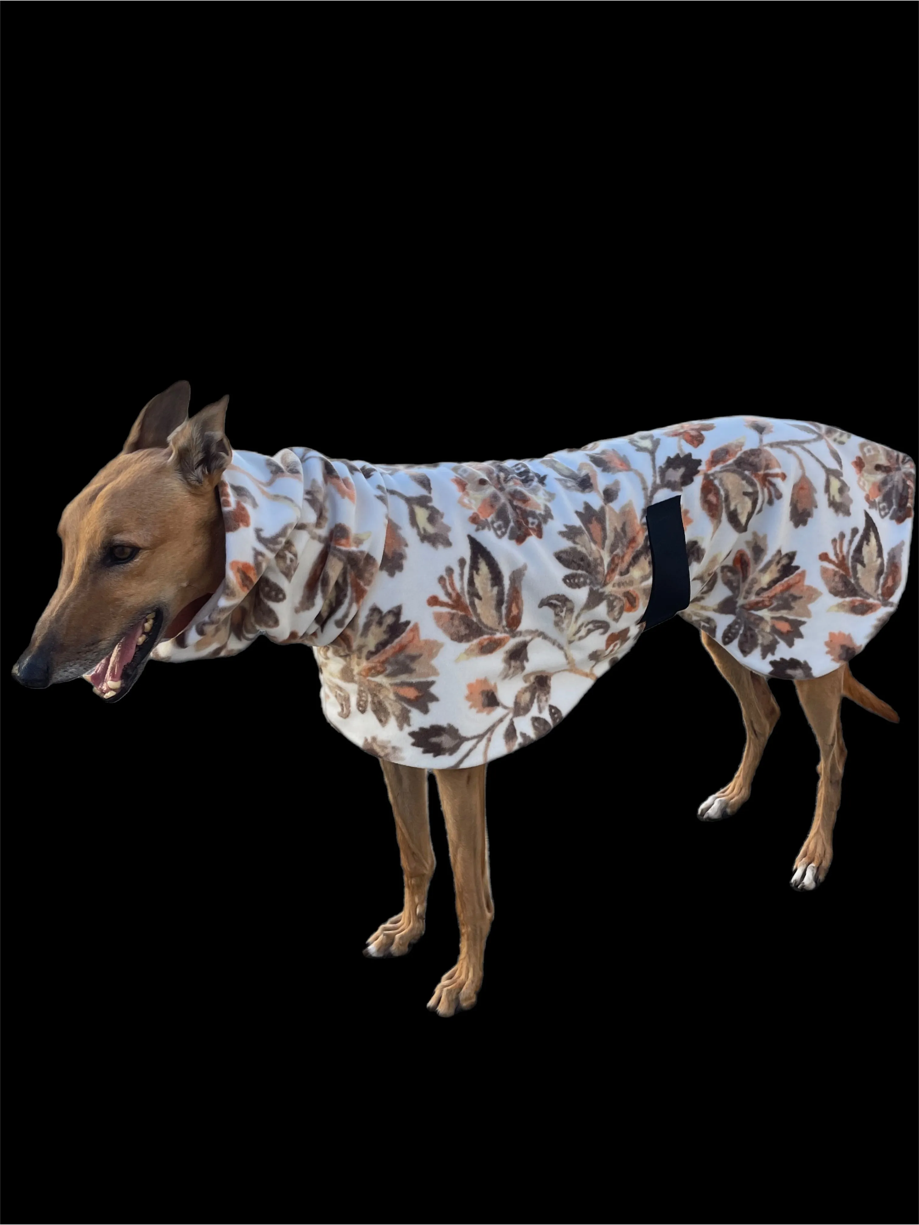 Greyhound coat deluxe style rug winter leaves polar fleece washable extra wide neck