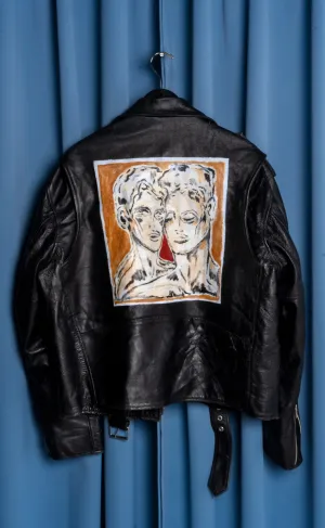 Hand Painted 'Portrait' Leather Jacket - Large