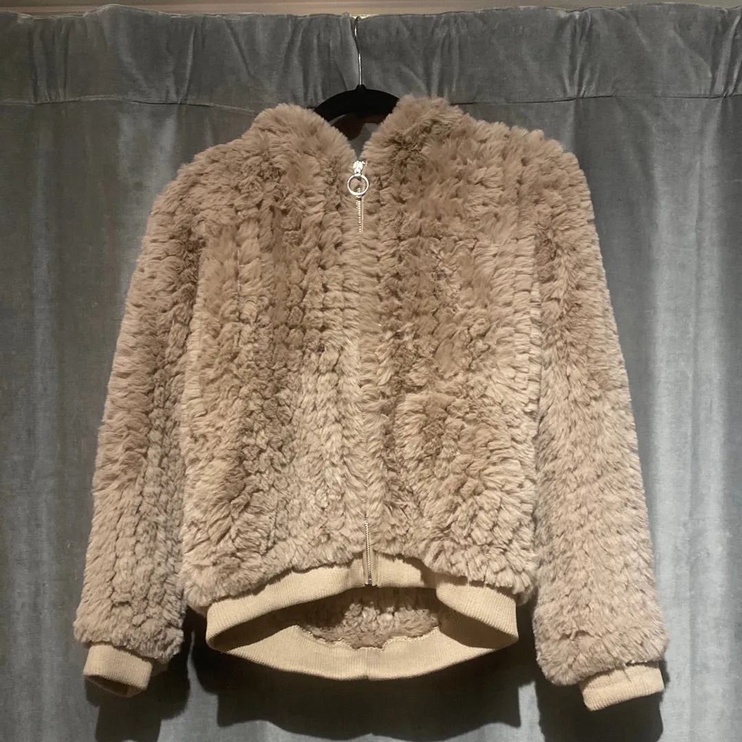 Heartloom faux tan fur hooded jacket