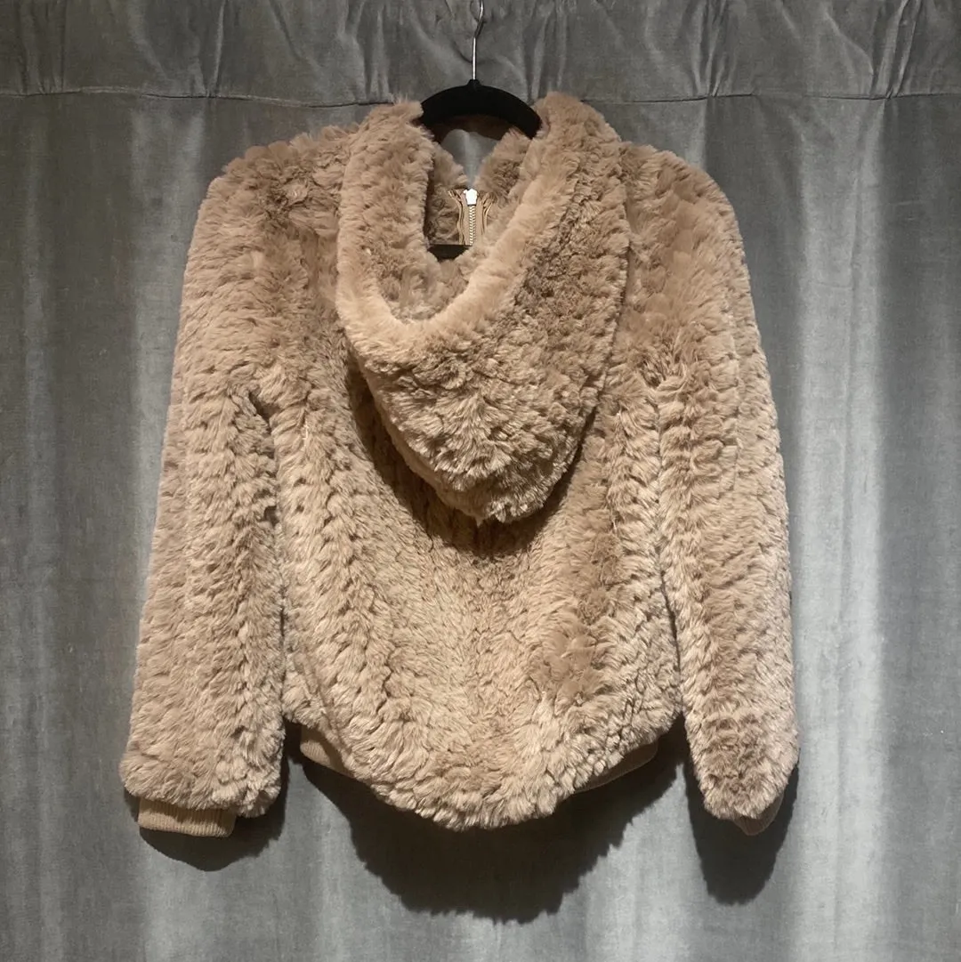 Heartloom faux tan fur hooded jacket