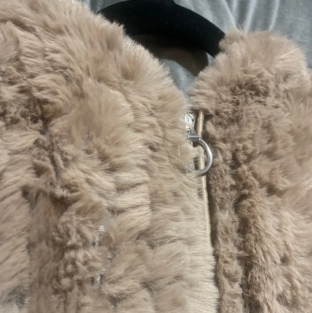 Heartloom faux tan fur hooded jacket
