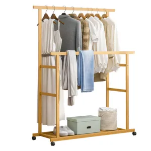 Heavy Duty Clothes Rail Double Layer Garment Hanging Display Stand Rack Wardrobe