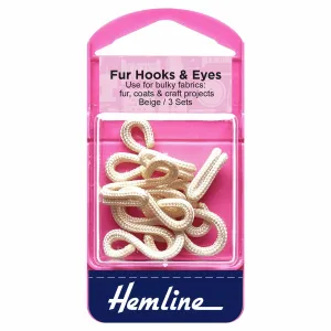 Hemline Fur Hooks and Eyes: Beige: Size 3 *