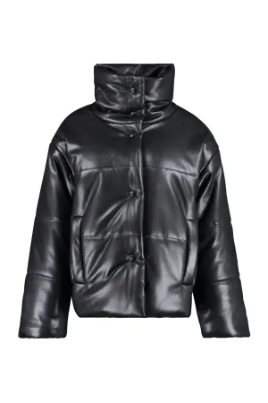 Hide faux leather down jacket