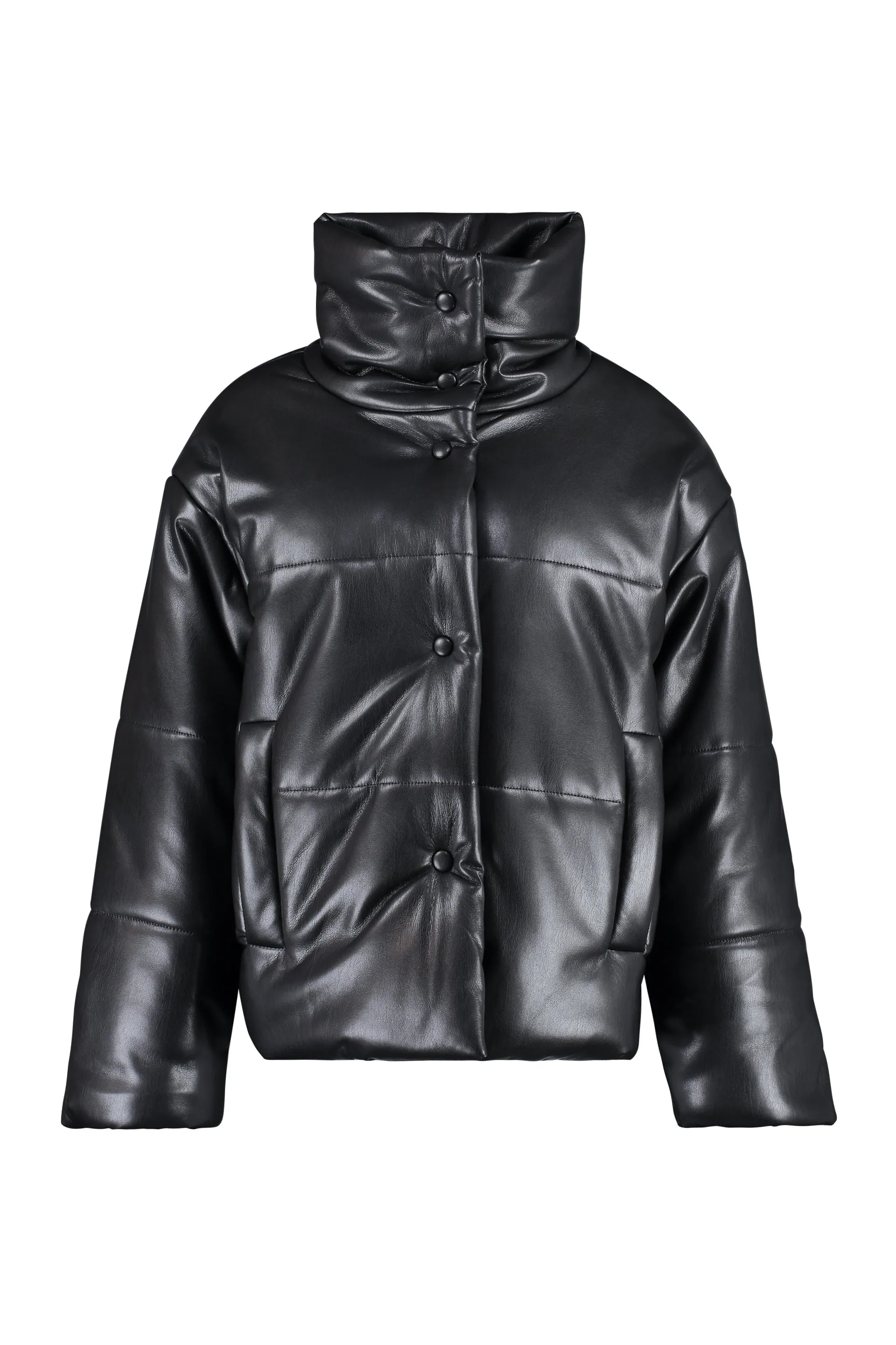 Hide faux leather down jacket