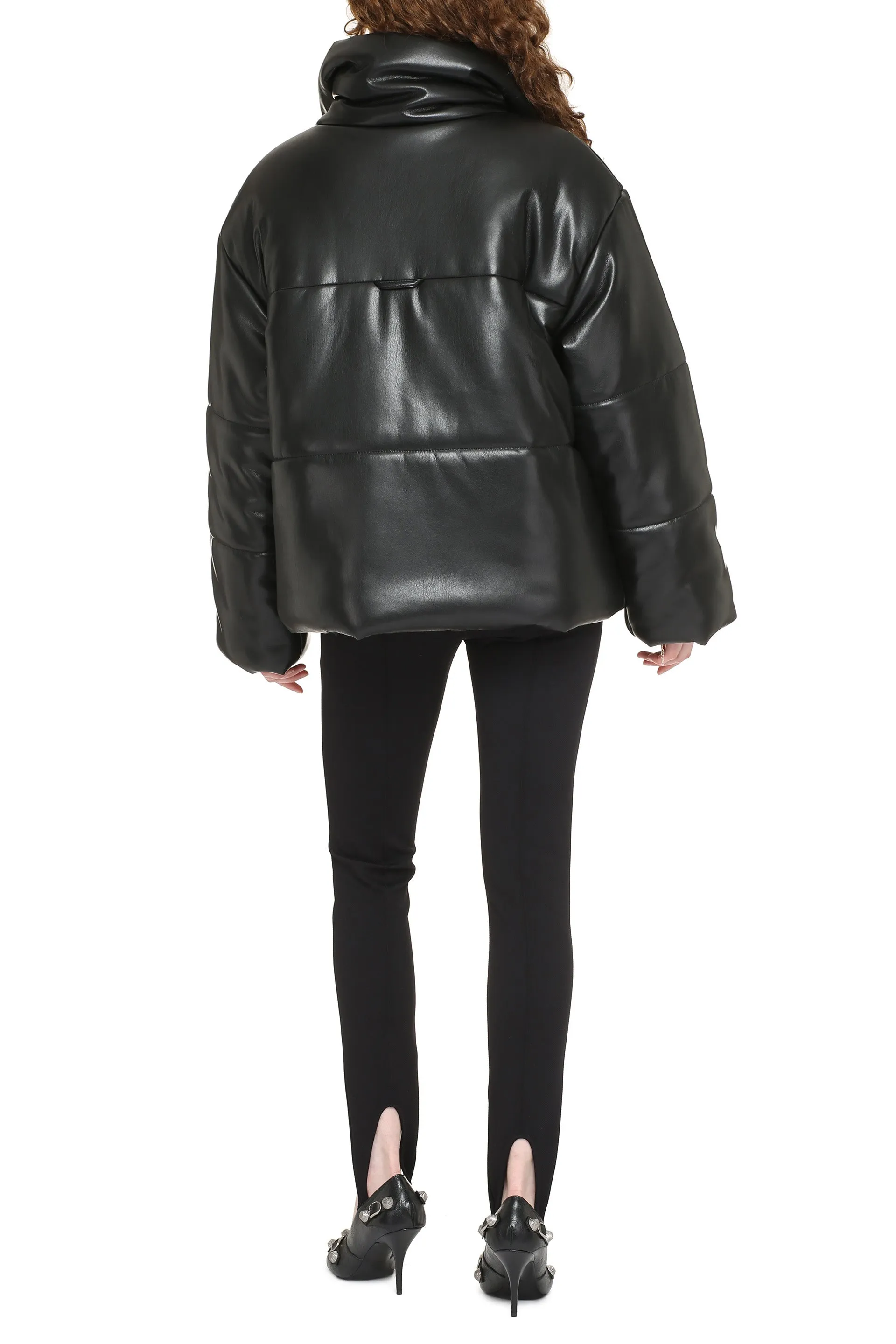 Hide faux leather down jacket