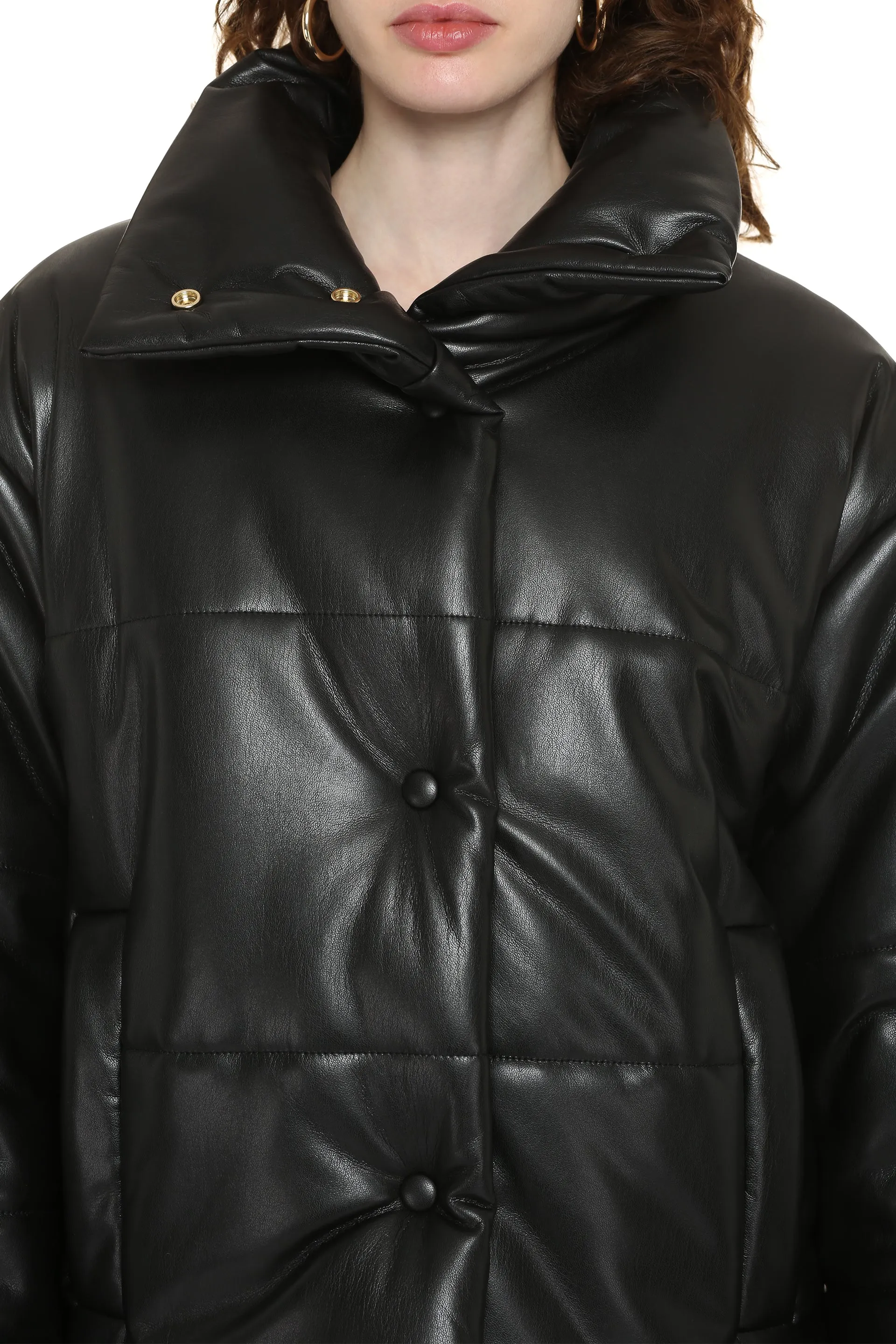 Hide faux leather down jacket
