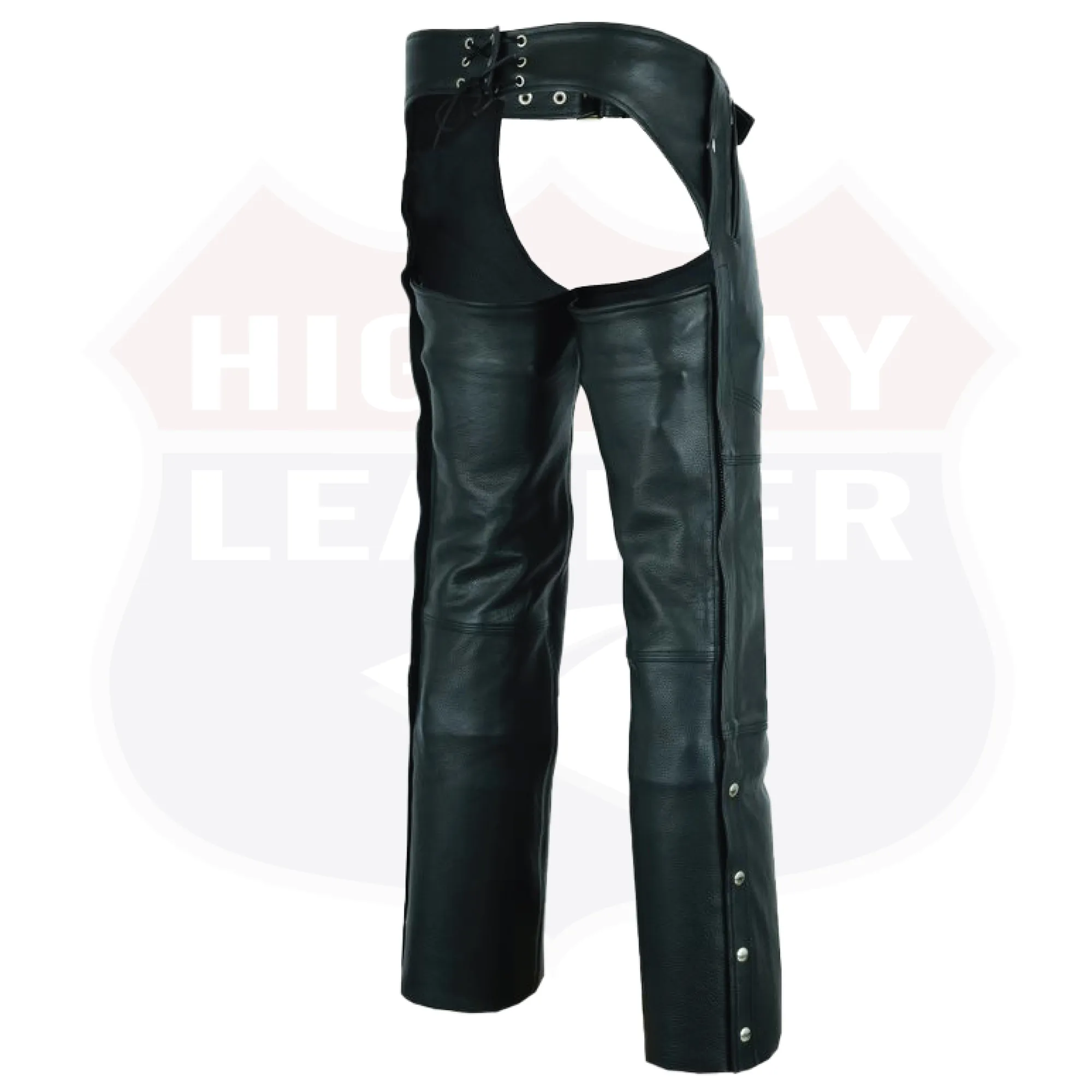 HL12840NKD Heavy Buffalo Leather Lined Chaps Motorcycle Riding Biker Chap Black